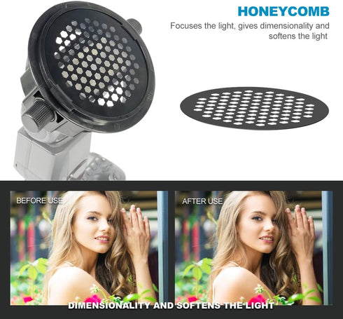 LENSGO Photography Lighting Flash Diffuser Set, Professional Flash Kit Modifier Bundle for Square and Round Lights