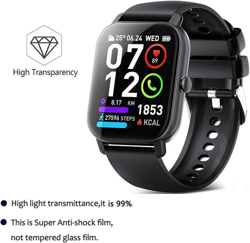 6 Pack Screen Protector Film Compatible with Ddidbi P66E 1.85” Smart Watch, Crystal Clear HD Anti-Scratch