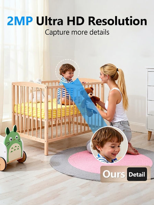 YYSY 2K 2.4/5GHz 360 2 Pack Indoor Security Cameras for Home Security, Dual-Band WiFi Baby Monitor with Phone App