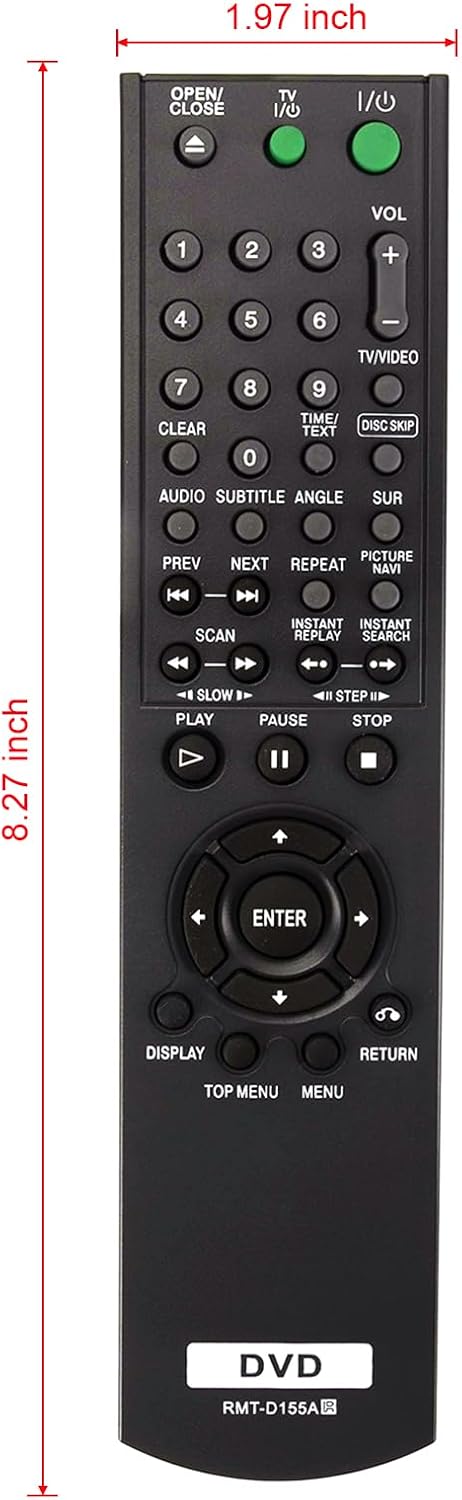 RMT-D155A Replaced Remote for Sony CD DVD Player Models - DVP-NC625, DVP-NC665P, DVP-NC85H