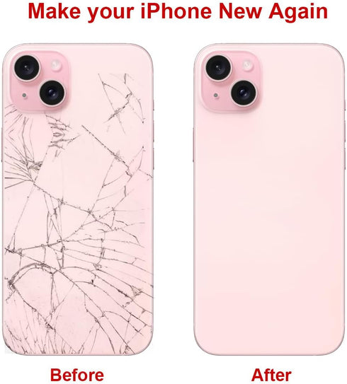 OEM Back Glass Replacement for iPhone 15 6.1-inches with Repairing Tool Kit (Pink)