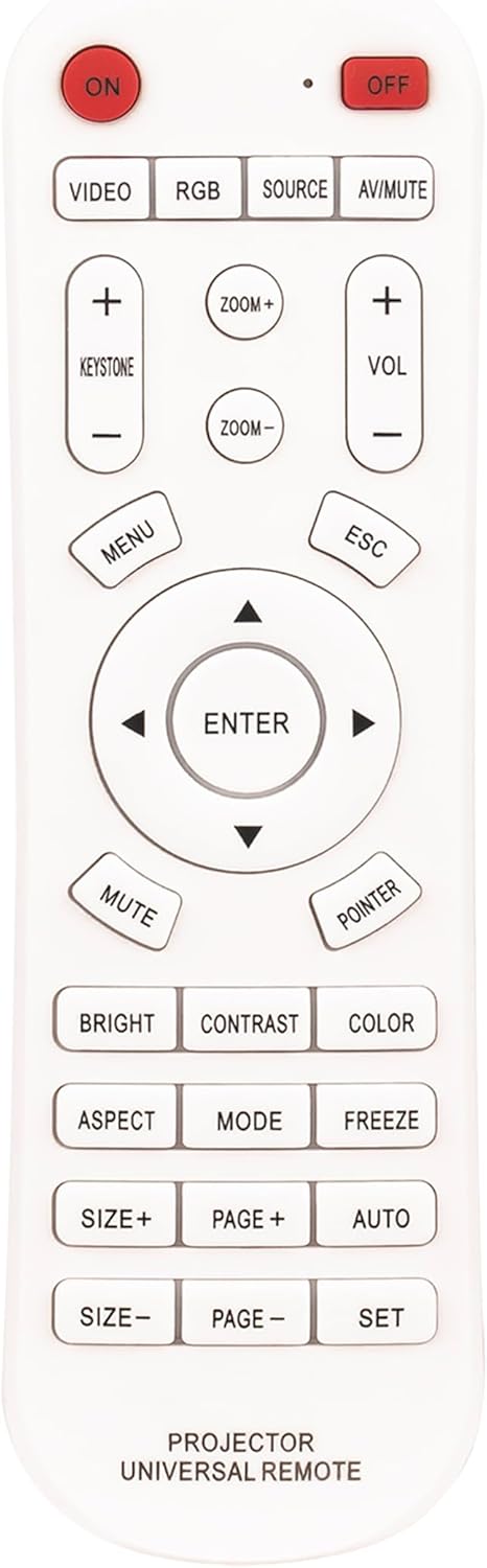 Universal Projector Remote Controllor, Replacement Compatible with Almost All Epson/Optoma/Samsung/Panasonic/Viewsonic/Infocus/Benq/Sanyo/NEC/Toshiba/Sony/Hitachi/Ricon/Mitsubishi/Sharp Projectors