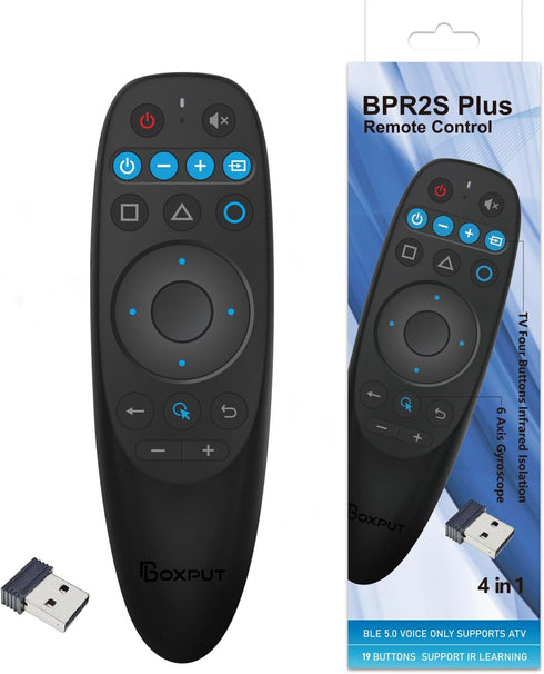 BPR2S Plus Air Mouse Remote Control, Bluetooth Voice Remote with USB Receiver, 6 Axis Gyroscope for Android TV Box
