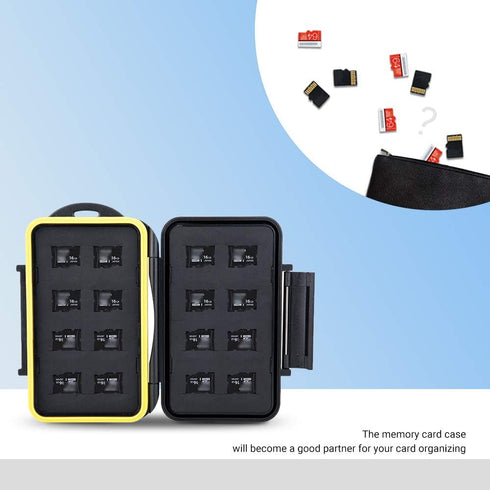 16 Slots Micro SD Card Holder, Micro SD Card Case Organizer with Carabiner, Water-Resistant