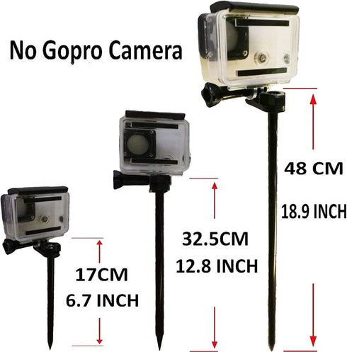 Pmsanzay Cameras Ground Spike Stick Mount, Adjustable Length and Tilt for GoPro, Trail Cameras, Ideal for Outdoor