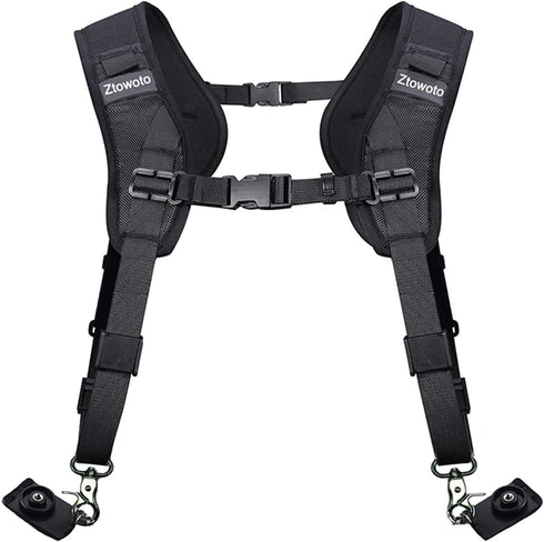 Ztowoto Double Shoulder Camera Strap Harness, Quick Release Adjustable Dual Tether Strap for DSLR SLR Cameras