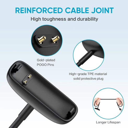 Charger Cable for Fitbit Inspire 3 - 2-Pack Replacement Charging Cable (3.3 ft/1.0 ft) for Fitness Tracker.