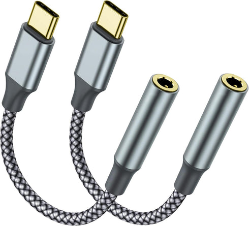 USB C to 3.5mm Headphone Jack Adapter (2 Pack) - USB-C to Aux Audio Dongle for iPhone, Galaxy, Pixel, iPad Pro