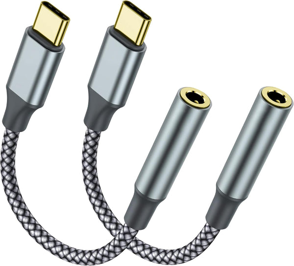 USB C to 3.5mm Headphone Jack Adapter (2 Pack) - USB-C to Aux Audio Dongle for iPhone, Galaxy, Pixel, iPad Pro