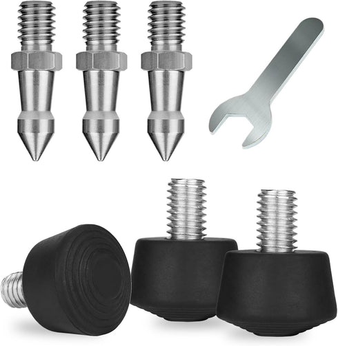 Rigych 6 Pcs Tripod Spike Feet - 3/8-16 Thread, Rubber & Stainless Steel