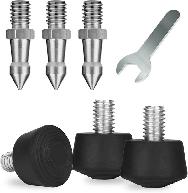Rigych 6 Pcs Tripod Spike Feet - 3/8-16 Thread, Rubber & Stainless Steel
