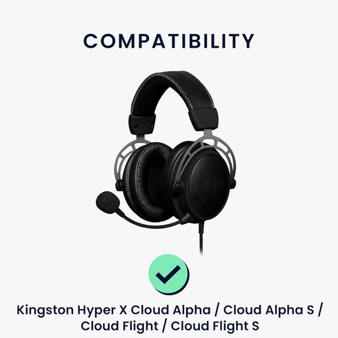 kwmobile Ear Pads Compatible with Kingston Hyper X Cloud Alpha/Cloud Alpha S/Cloud Flight/Cloud Flight S Earpads - 2X Replacement for Headphones - Black