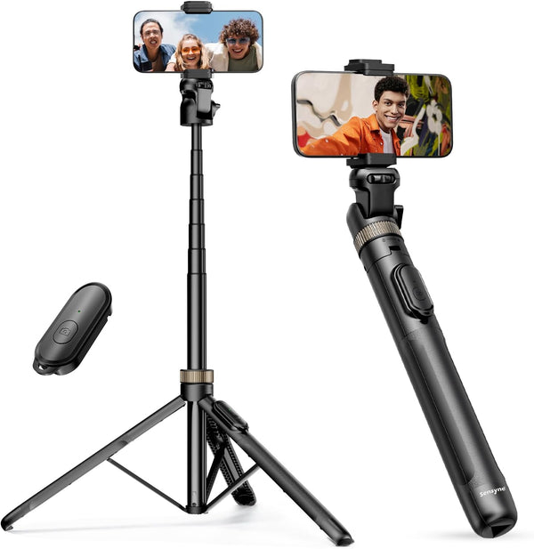 Sensyne 72" Phone Tripod, Extendable Tripod for iPhone & Selfie Stick with Detachable Phone Holder & Wireless Remote,