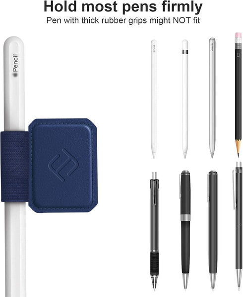 Fintie 4 Pack Pen Loop Holder for Apple Pencil Pro, Elastic Adhesive Leather Sleeve for Stylus Pens, Navy