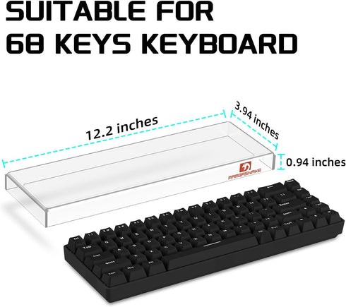 SELORSS Gaming Keyboard Dust Cover Mechanical Keyboard Cover Premium Clear Acrylic Keyboard Cover for 60% Compact 68 Keys Gaming Keyboard Keychron K6/Razer V3 Mini (L12.2'' * W3.94'' * H0.94'')