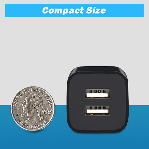 X-EDITION USB Wall Charger, 4-Pack 2.1A Dual Port USB Cube Power Adapter, Compatible with iPhone 13, 12, 11, Black