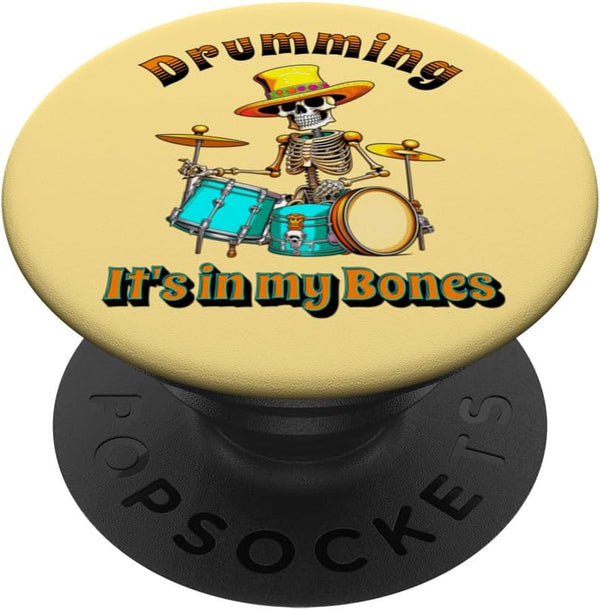 Skeleton Playing the Drums PopSockets Standard Grip