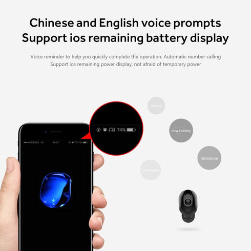 Bluetooth Wireless Earbud Mini, Bluetooth V5.0 in Ear Headphone with 4-5 Hours Playtime, Headset with Mic for iPhone,
