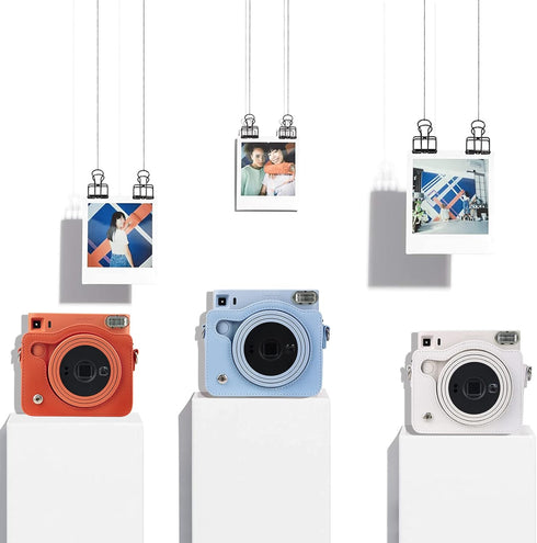 Rieibi SQ1 Case, Protective PU Leather Cover for Fujifilm Instax Square SQ1 Instant Camera with Adjustable Strap