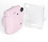 MUZIRI KINOKOO Clear Protective Case for Fuji Instax Mini 12, Hard PVC Carrying Case with Rainbow Shoulder Strap