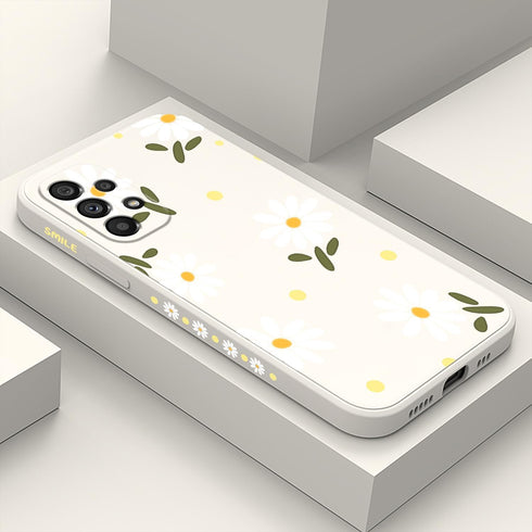 Soft Silicone Drop Protective Flower Case for Samsung Galaxy A53 5G, Creative Design - Daisy White