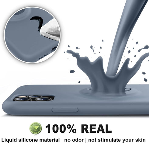 Thomo for iPhone 11 Pro Max Case - Liquid Silicone Ring Holder Kickstand, Full-Body Protective Cover, Lavender Grey