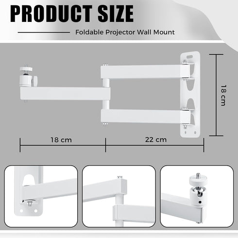 CroBlissful 360 1/4" Foldable Projector Wall Mount, Ceiling Projector Mount, Universal Adjustable Rotation, Projectors