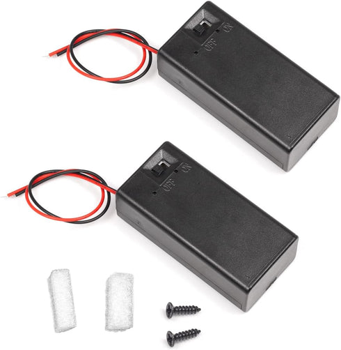 LampVPath (Pack of 2 9v Battery Holder, 9 Volt Battery Holder with Switch,