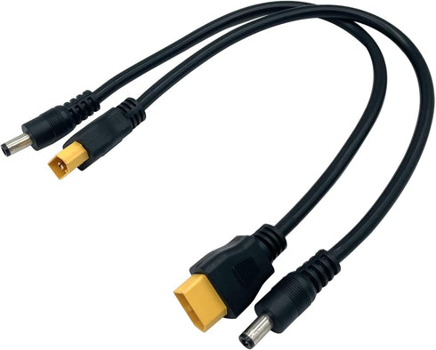 2Packs XT60 Adapter Cable, XT60 Male Bullet Connector to Male DC 5.5mm X 2.5mm Power Cable for FPV Monitor