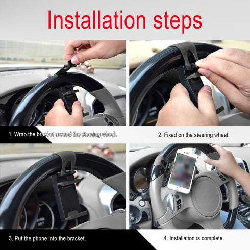 Car Steering Wheel Phone Mount, Portable Smartphone Holder Clip for iPhone 14/13/12/11 Pro Max/XR/XS/S21/S20/S10/Note