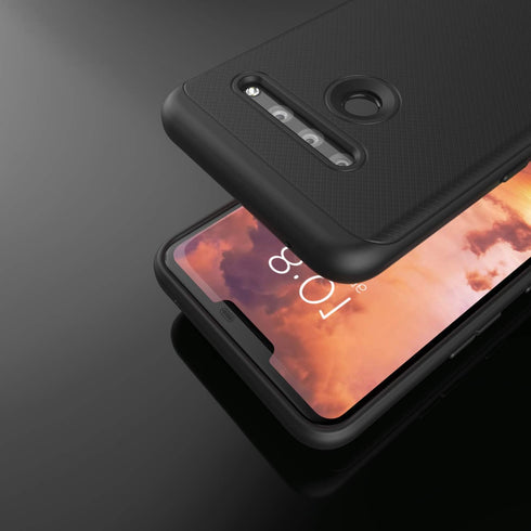 ENCASED LG V50 ThinQ Case, Thin Armor Slim Fit Flexible Grip Phone Cover in Black