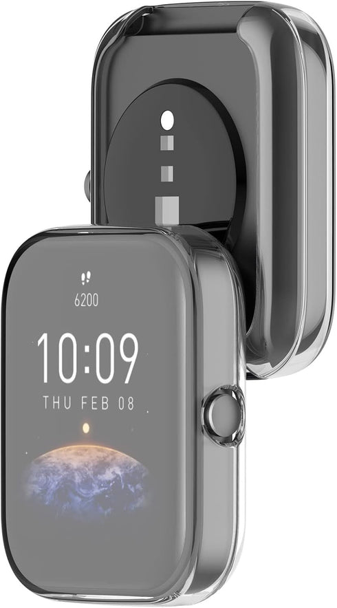 Amazfit Bip 3 Pro/Bip 3 Compatible Screen Protective Case - Soft TPU Ultra-Slim Bumper Shell (3 Pack A)