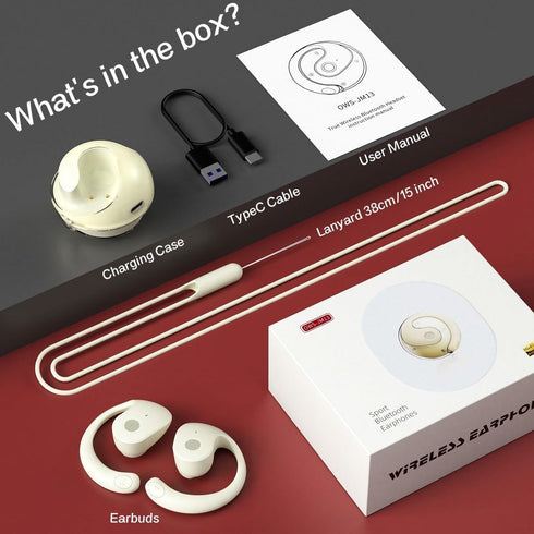 Ows Hanging Earphones Khaki, Bluetooth 5.4 Low Latency, Air Conduction Wireless Earphones, IPX5 Waterproof, Noise