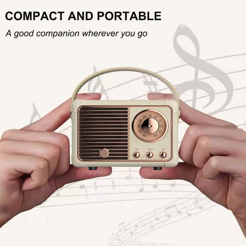 Retro Bluetooth Speaker, Wireless Mini Speaker with Crystal Clear Stereo Sound and Rich Bass (Beige)