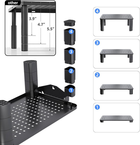 2 Pack 3 2 Pholiten Monitor Stand Riser, Height Adjustable Monitor Stand for Computer, Laptop, Printer, Notebook, iMac