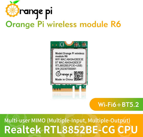 5 Plus Wireless Module R6, PCIe WiFi 6 Wireless Card Bluetooth 5.2, Orange Pi Network Adapter for Orange Pi 5 Plus by Orange Pi
