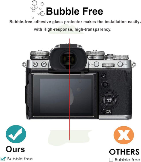 AKWOX (Pack of 3) Tempered Glass Screen Protector for Fujifilm X-T3, 9H Anti-scratch Optical Cover
