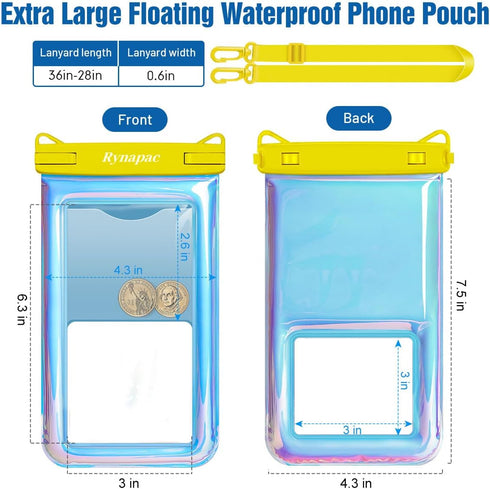 Waterproof Phone Pouch Floating - 2 Pack, Underwater Cell Phone Holder with Lanyard for iPhone 15 Pro Max, Galaxy