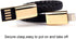 USB Leather Charging Bracelets - Portable Braided Wrist Band Data Charger Cord for iPhone (Gold Metal + Black Leather)