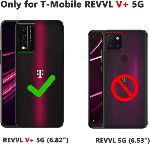 Annymall for T-Mobile Revvl V Plus 5G Case, Full Body Heavy Duty Shockproof Triple Layer with Built in Screen Protector Durable Rugged Protective Cover for T-Mobile Revvl V+ 5G 6.8” (Wine/Pink)