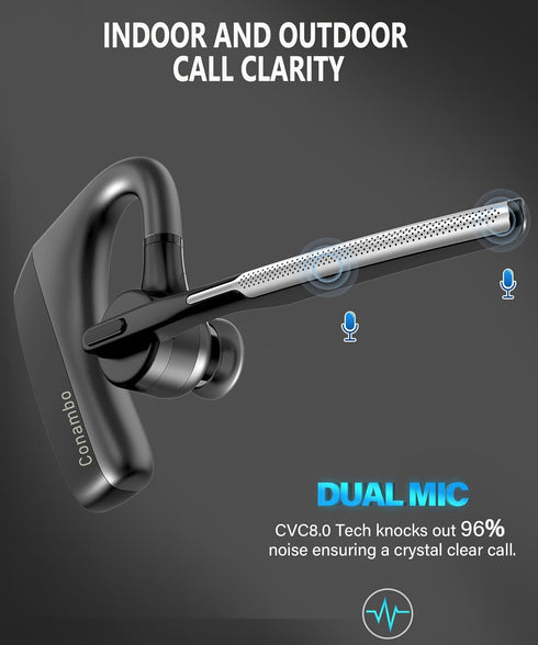 Conambo K18 Wireless Headset Bluetooth V5.1 - Hands-Free Single Ear Bluetooth Headset with Dual Mic Noise Canceling, 16