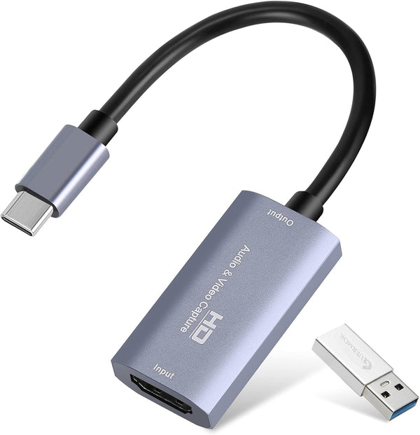 Video Capture Card, USB3.0 HDMI to USB C, 4K 1080P 60FPS Capture for Gaming Live Streaming, Compatible with Windows