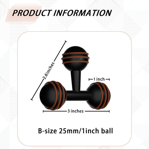1'' Ball/25mm Aluminum Alloy Triple Ball Adapter, Compatible with Ram Mounts B Size Double Socket Arm for GPS Devices