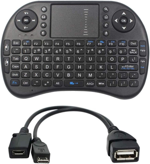 Mini Wireless Keyboard 2.4GHz Touch-pad Mouse Combo with OTG Cable - Compatible with Firesticks, Android TV, Smart TV