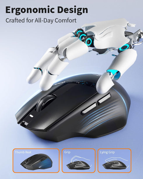 Uciefy Z07 (2.4G+BT5.1) Bluetooth Wireless Mouse, Dual Mode Bluetooth Mouse, USB C Rechargeable Mouse with Charging
