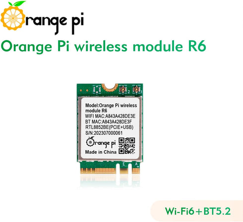 5 Plus Wireless Module R6, PCIe WiFi 6 Wireless Card Bluetooth 5.2 Network Adapter for Orange Pi 5 Plus
