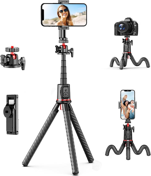 Fotopro Flexible Phone Tripod, Mini Camera Tripod with Wireless Remote Phone Holder, 360