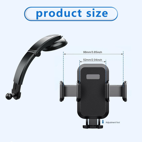 Pack-1 Car Cell Phone Holder, 360 Degrees Long Arm Dashboard Windshield Car Phone Holder, Universal Anti-Shake Smartphone Holder with Strong Suction Cup, for Most Smartphones (Black #ML-190) by Yumfugu