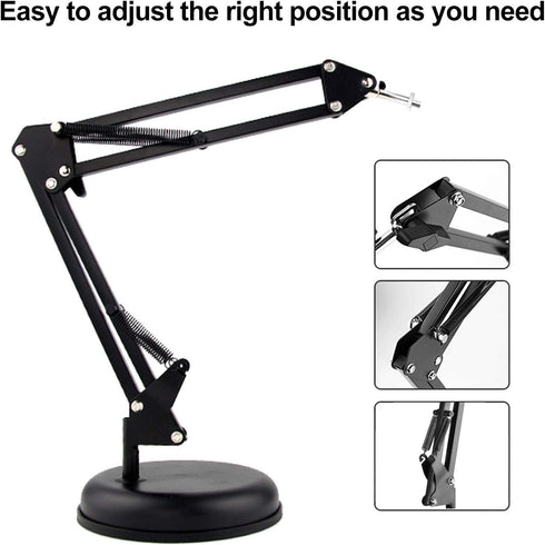 Spedal 1/4" MF920Pro, Desktop Webcam Stand with Weighted Round Base, Adjustable Scissor Arm Camera Mount with Phone