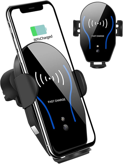 Car Charger - 7.5W 10W 5W Fast Charging Auto Clamping Phone Mount for iPhone 14 13 12 11 Pro, S22 Ultra